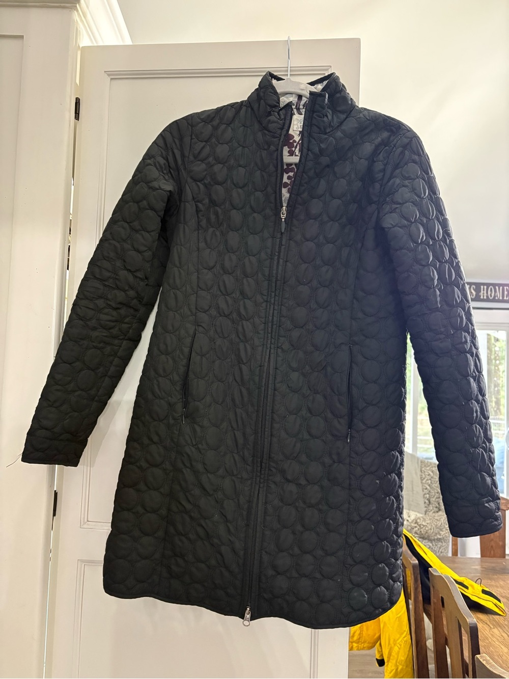 Title Nine Women's Quilted Long Zip-Front Coat - Black